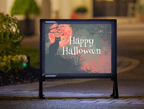 Cat And Moon Happy Halloween Yard Sign