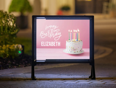 Custom Pink Cake Birthday Yard Sign