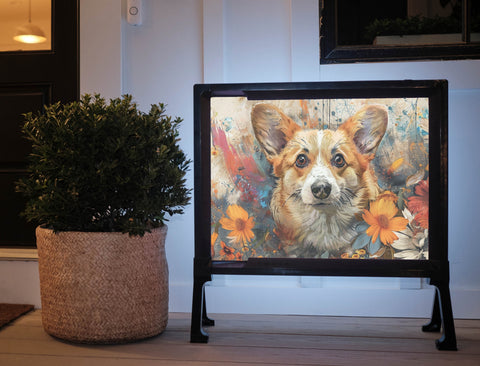 Corgi Dog With Flowers Yard Sign