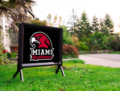 Miami RedHawks Mascot Black Lumilawn Sign