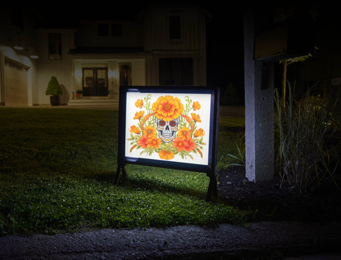 Flower Skull Day Of The Dead Lumilawn Sign