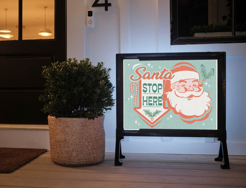 Santa, Stop Here Lumilawn Sign