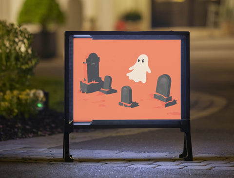 Ghost In The Graveyard Halloween Decor Sign