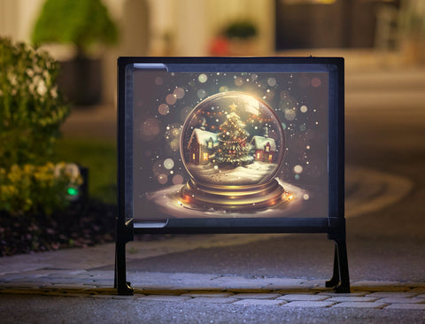 Dark Gleaming Snow Globe Holiday Lumilawn Sign