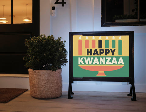 Happy Kwanza Kinara Lumilawn Sign