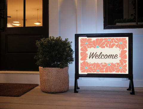 Groovy Floral Welcome Lumilawn Sign