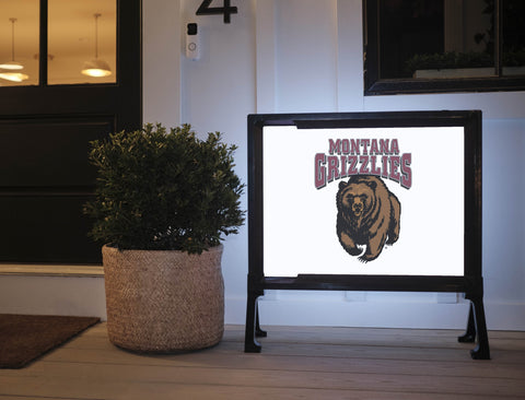 Montana Grizzlies Bear White Lumilawn Sign