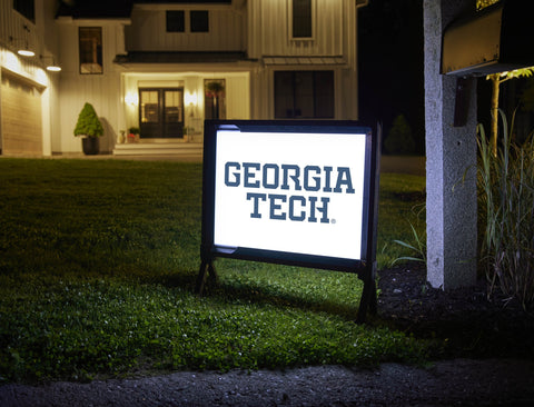 Georgia Tech Wordmark White Lumilawn Sign