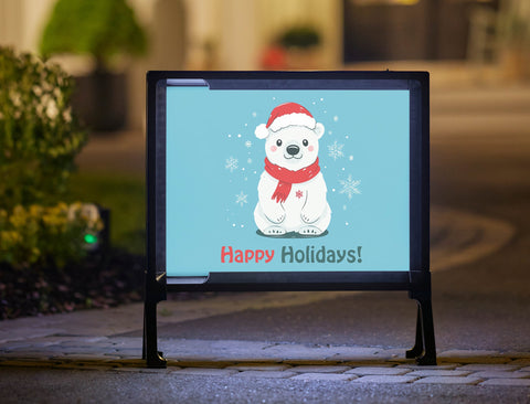 Blue Cute Polar Bear Winter Yard Sign