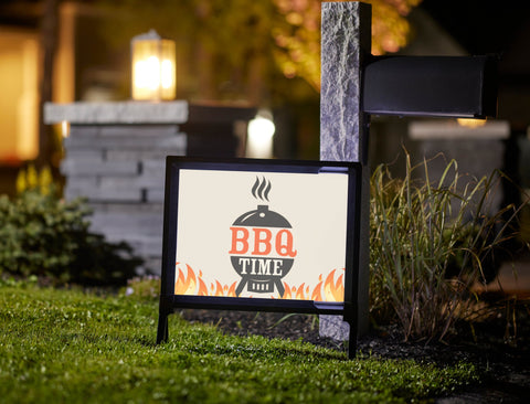 BBQ Time Flames Grill Summer Yard Sign