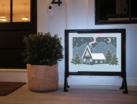 Cozy Winter Cabin Yard Sign