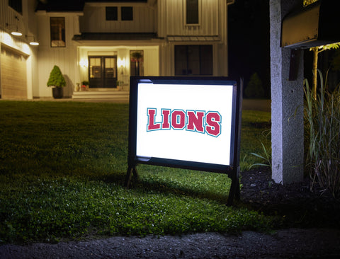 LMU Lions White Lumilawn Sign