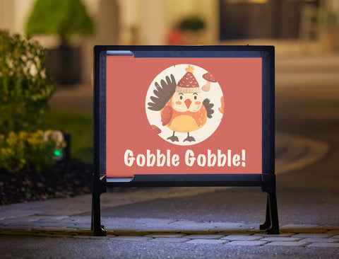 Cute Gobble Gobble Turkey Thanksgiving Yard Sign