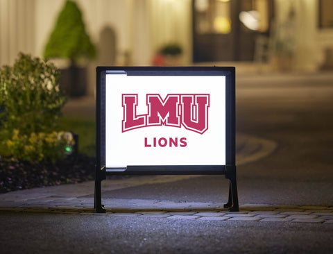 LMU Lions Mark Crimson Lumilawn Sign