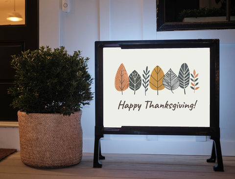 Happy Thanksgiving Modern Leaves Lumilawn Sign