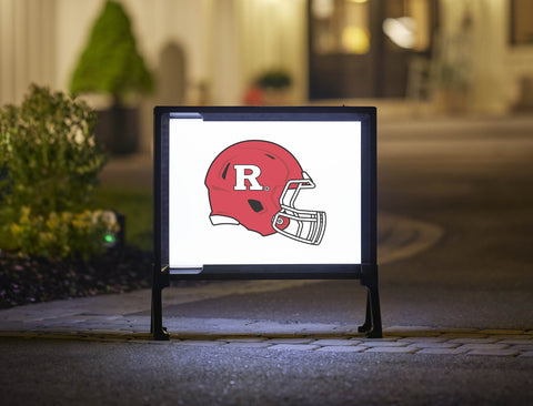 Rutgers Helmet Mark White Yard Sign