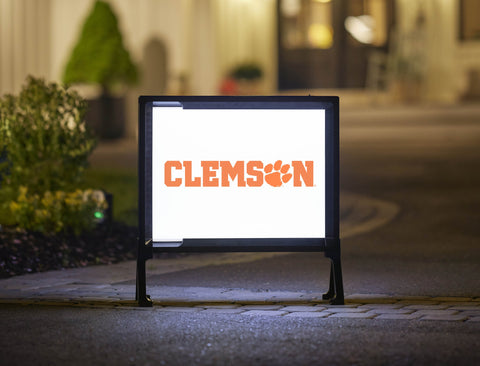 Clemson Paw Wordmark White Lumilawn Sign