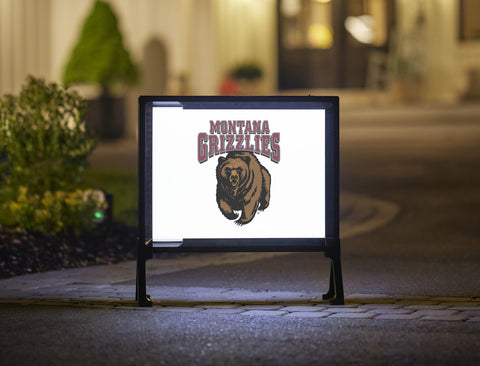 Montana Grizzlies Bear White Lumilawn Sign