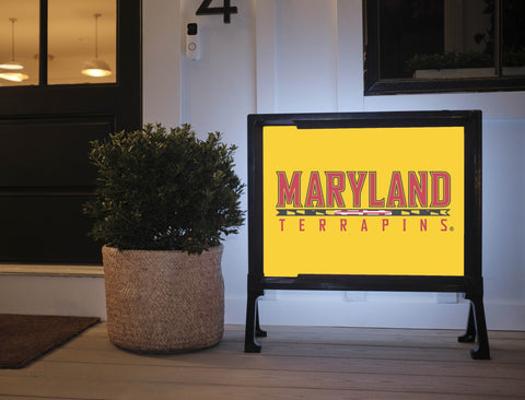 Maryland Terrapins Wordmark Yellow Lumilawn Sign