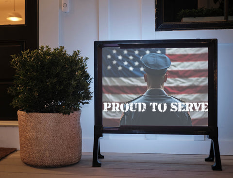 Proud to Serve Patriotic Yard Sign