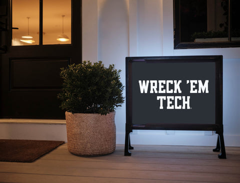 Texas Tech Wreck Em Black Lumilawn Sign