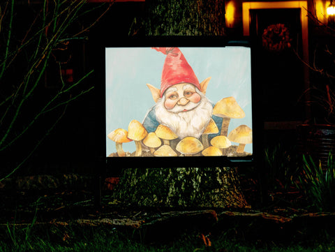 Smiling Mushroom Gnome Garden Sign Yard Sign