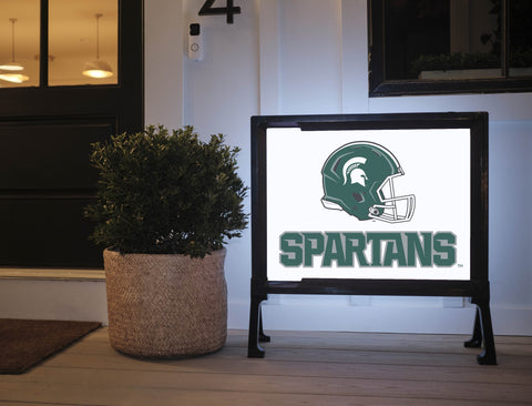 Michigan State Helmet Spartans White Lumilawn Sign