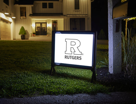 Rutgers R White Vertical Mark White Yard Sign