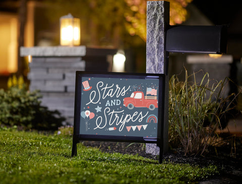 Stars and Stripes Red Truck Lumilawn Sign