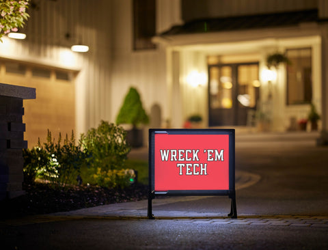 Texas Tech Wreck Em Red Lumilawn Sign