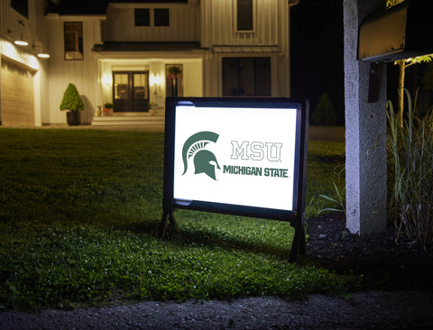 Michigan State MSU Spartan White Lumilawn Sign