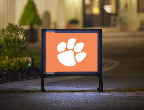 Clemson Paw Print Orange Lumilawn Sign