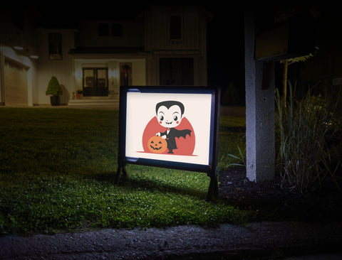 Retro Dracula Trick or Treater Yard Sign