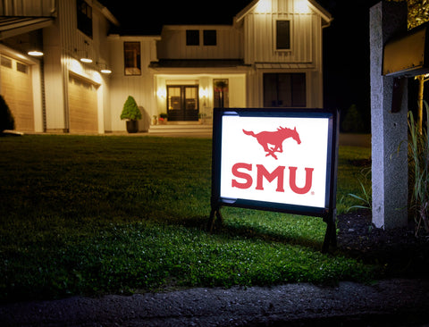 SMU Mustang Red Lumilawn Sign