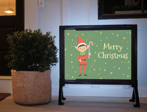 Classical Cute Elf Christmas Decor Sign