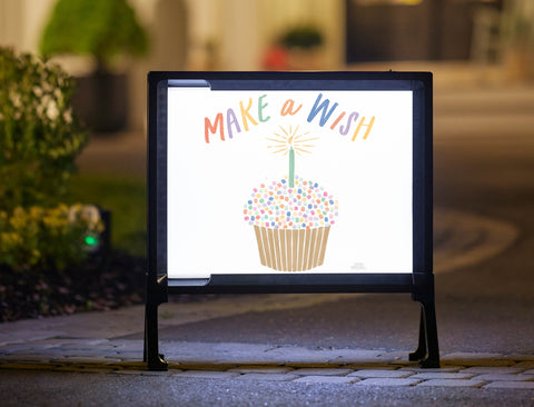 Make a Wish Birthday Cupcake Yard Sign