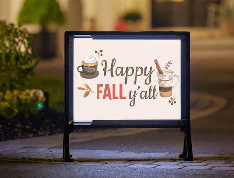 Cozy Happy Fall Y'all Lumilawn Sign