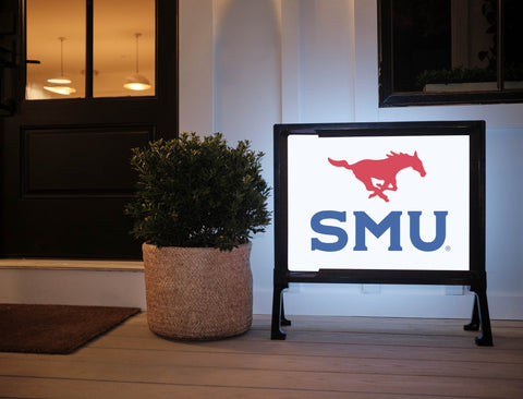 SMU Mustang Red Blue Lumilawn Sign