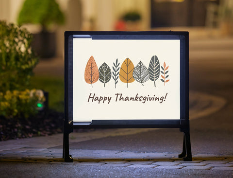 Happy Thanksgiving Modern Leaves Lumilawn Sign