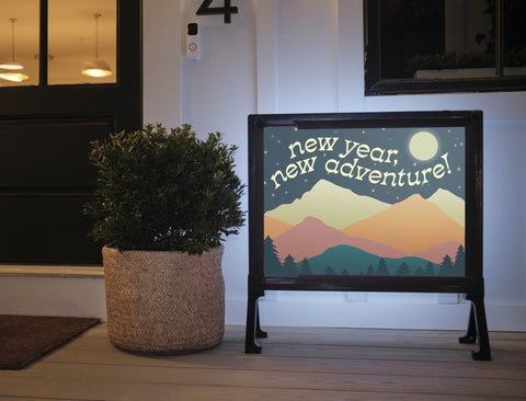 New Year New Adventure Lumilawn Sign