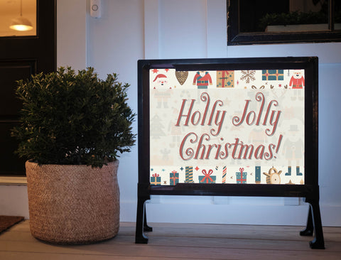 Holly Jolly Christmas Pattern Yard Sign