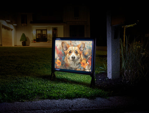 Corgi Dog With Flowers Yard Sign