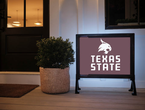 Texas State Mascot Maroon Lumilawn Sign