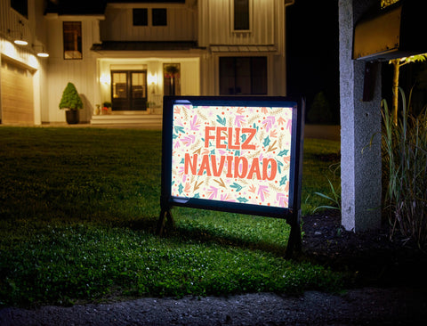 Feliz Navidad Floral Lumilawn Sign