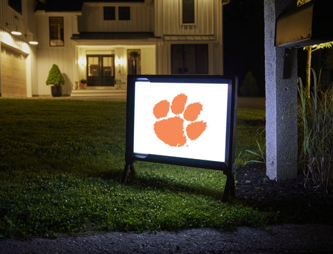 Clemson Paw Print White Lumilawn Sign