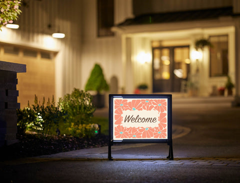 Groovy Floral Welcome Lumilawn Sign