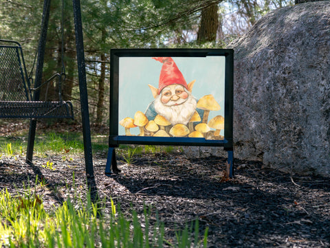 Smiling Mushroom Gnome Garden Sign Yard Sign