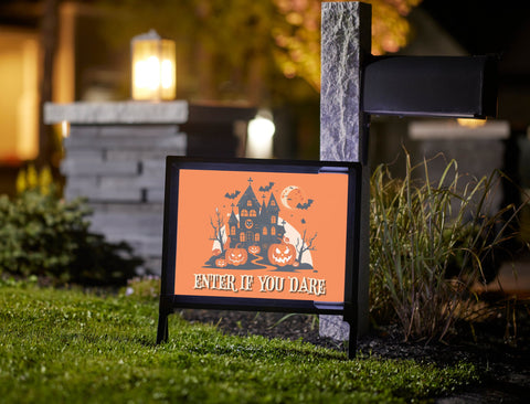 Haunted House Enter If You Dare Halloween Yard Sign