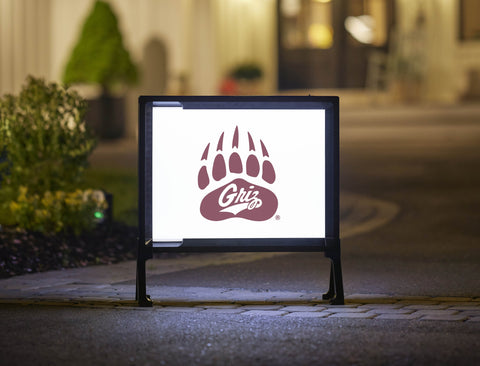 Montana Bear Paw Griz White Lumilawn Sign