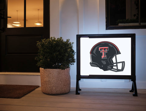 Texas Tech Black Helmet White Lumilawn Sign